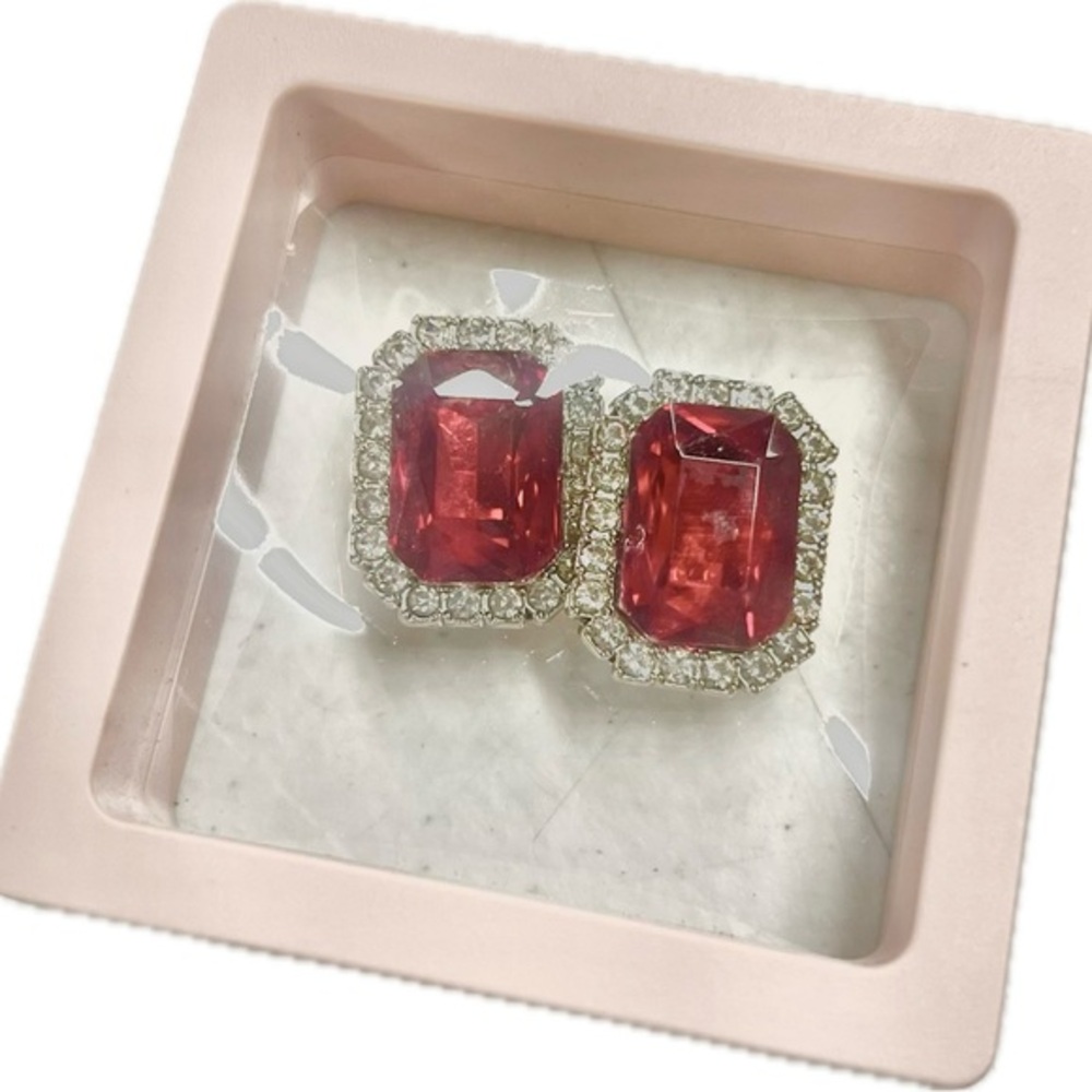 Valentine’s Day Elegant redGemstone Earrings with cz accents